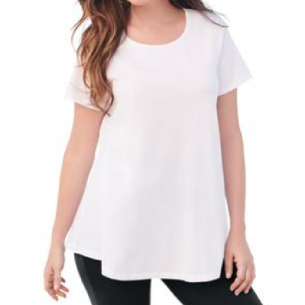 Roaman's Swing Ultimate S/S Tee with Keyhole Back, White, 1X, NWoT